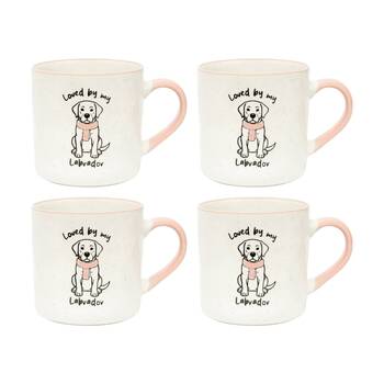 4PK Loved By My Pet Mugs Labrador Ceramic Drinking Mug Kitchenware 380ml