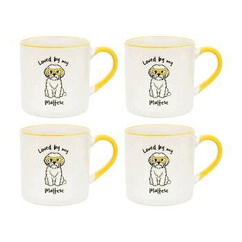4PK Love By My Pet Mugs Maltese Mug Ceramic Drinking Kitchenware 380ml