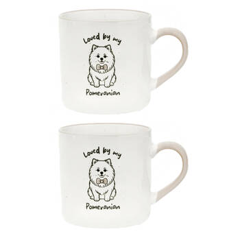 2PK Loved By My Pet Mugs Pomeranian Mug Ceramic Drinking Kitchenware 380ml