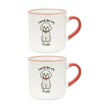 2PK Loved By My Pet Mugs Poodle Ceramic Drinking Mug Kitchenware 380ml