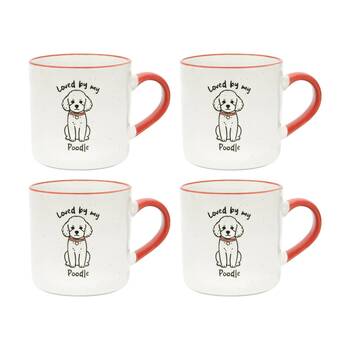 4PK Loved By My Pet Mugs Poodle Ceramic Drinking Mug Kitchenware 380ml