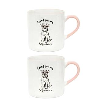 2PK Loved By My Pet Mugs Schnauzer Ceramic Drinking Mug Kitchenware 380ml