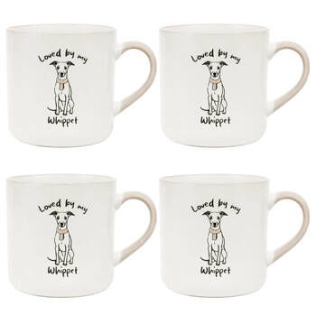 4PK Loved By My Pet Mugs Whippet Ceramic Drinking Mug Kitchenware 380ml