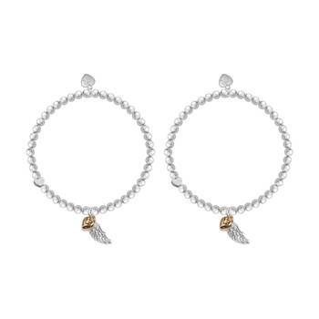 2PK Life Charms Just Because Guardian Angel Bracelet Silver Gold 17.5cm
