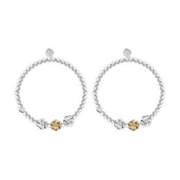 2PK Life Charms Just Because Thank You Stretch Bracelet Silver Gold 17.5cm