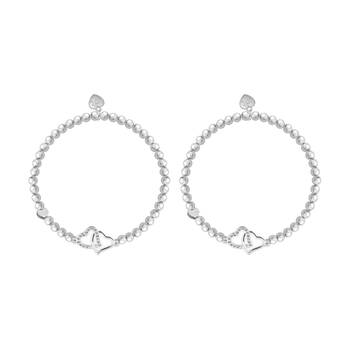 2PK Life Charms Just Because Sister Plated Stretch Bracelet Silver 17.5cm