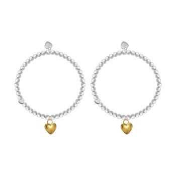 2PK Life Charms Just Because Heart Of Gold Bracelet Silver-Gold 17.5cm