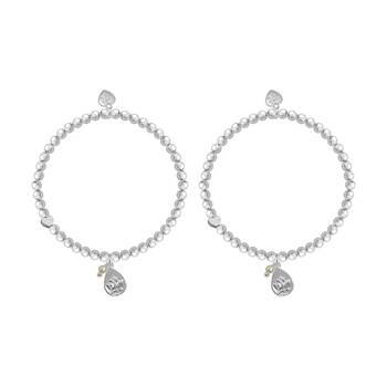 2PK Life Charms Just Because Chapter Plated Stretch Bracelet Silver 17.5cm