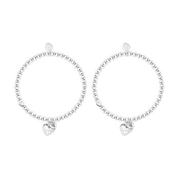 2PK Life Charms Just Because Daughter Stretch Bracelet Silver 17.5cm