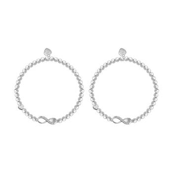 2PK Life Charms Just Because Forever Stretch Bracelet Silver 17.5cm
