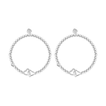 2PK Life Charms Just Because My World Stretch Bracelet Silver 17.5cm