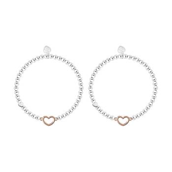 2PK Life Charms Just Because Goodbye Stretch Bracelet Silver Gold 17.5cm