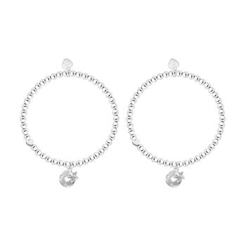 2PK Life Charms Just Because Compass Stretch Bracelet Silver 17.5cm