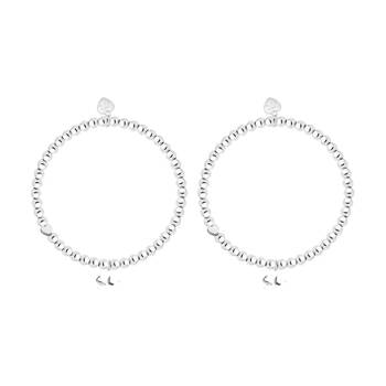 2PK Life Charms Just Because Good Luck Stretch Bracelet Silver 17.5cm