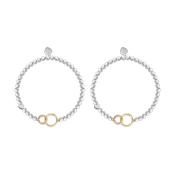 2PK Life Charms Just Because Mother Daughter Bracelet Silver Gold 17.5cm