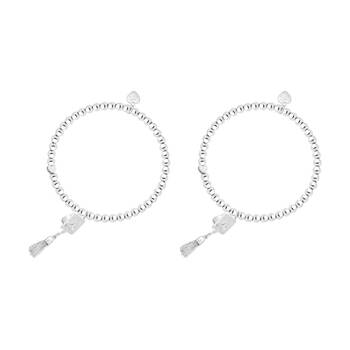 2PK Life Charms Just Because Graduation Stretch Bracelet Silver 17.5cm