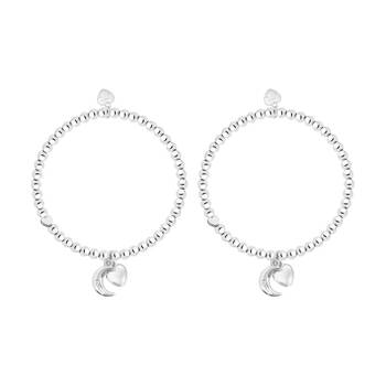 2PK Life Charms Just Because Love You Stretch Bracelet Silver 17.5cm