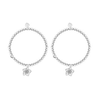 2PK Life Charms Just Because Memories Stretch Bracelet Silver 17.5cm