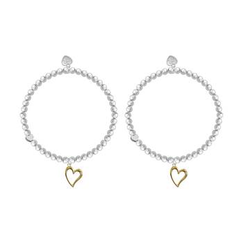2PK Life Charms Just Because Missing You Bracelet Silver Gold 17.5cm