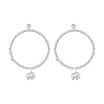 2PK Life Charms Just Because Strength Stretch Bracelet Silver 17.5cm
