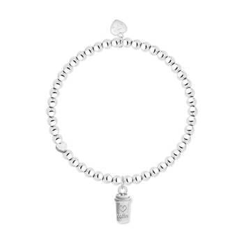 Life Charms Just Because Coffee Stretch Bracelet Silver 17.5cm