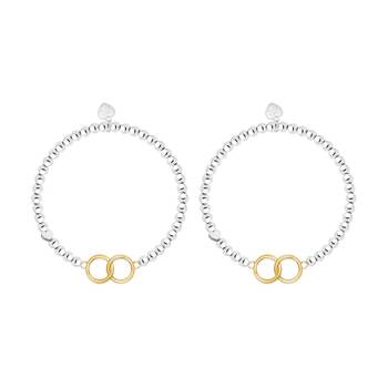 2PK Life Charms Just Because Soul Sister Bracelet Silver Gold 17.5cm