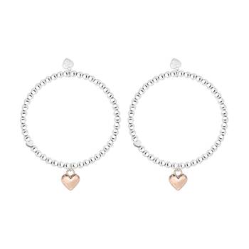 2PK Life Charms Just Because So Proud Stretch Bracelet Silver Rose Gold 17.5cm