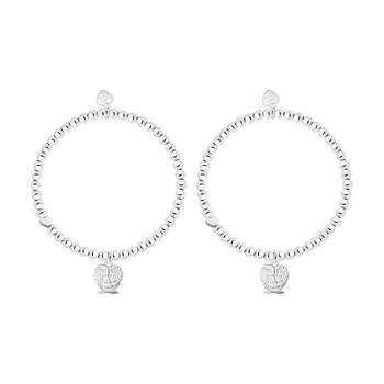 2PK Life Charms Just Because Be Brave Bracelet Stretch Silver 17.5cm