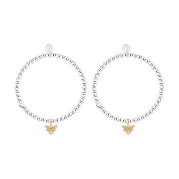 2PK Life Charms Just Because Bee-utiful Bracelet Silver Gold 17.5cm