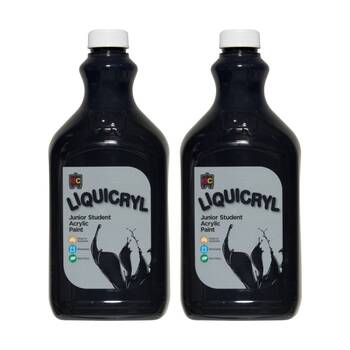 2PK Educational Colours Liquicryl Junior Student Acrylic Paint Black 2L