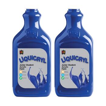 2PK Educational Colours Liquicryl Junior Student Acrylic Paint Brilliant Blue 2L