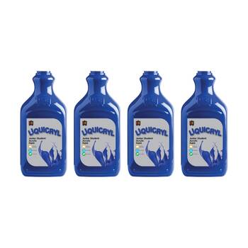 4PK Educational Colours Liquicryl Junior Student Acrylic Paint Brilliant Blue 2L
