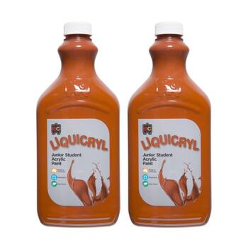 2PK Educational Colours Liquicryl Junior Student Acrylic Paint Burnt Sienna 2L