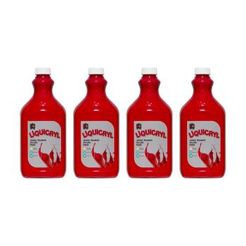 4PK Educational Colours Liquicryl Junior Student Acrylic Paint Crimson 2L