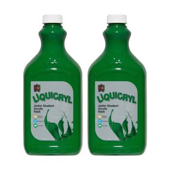 2PK Educational Colours Liquicryl Junior Student Acrylic Paint Green 2L