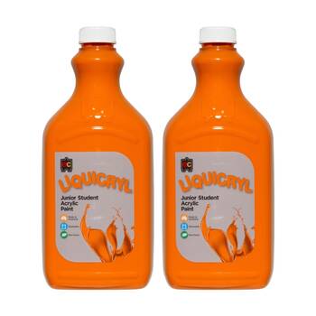 2PK Educational Colours Liquicryl Junior Student Acrylic Paint Orange 2L