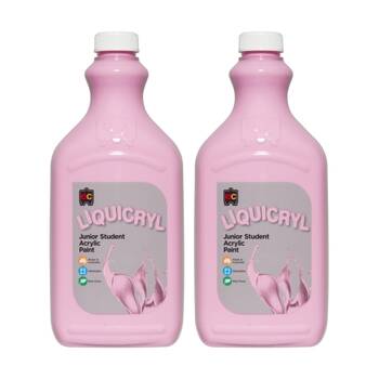 2PK Educational Colours Liquicryl Junior Student Acrylic Paint Pink 2L