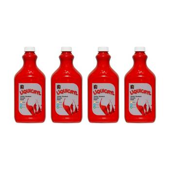 4PK Educational Colours Liquicryl Junior Student Acrylic Paint Red 2L