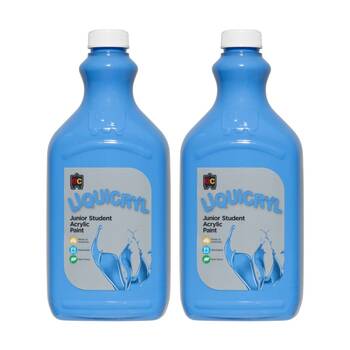 2PK Educational Colours Liquicryl Junior Student Acrylic Paint Sky Blue 2L