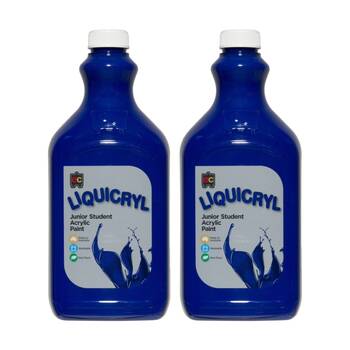 2PK Educational Colours Liquicryl Junior Student Acrylic Paint Warm Blue 2L