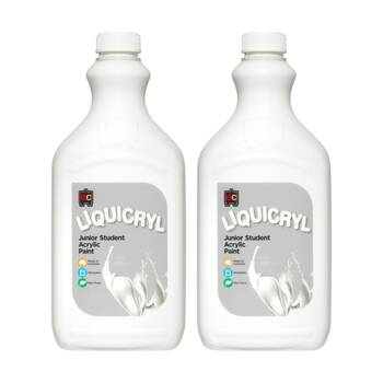 2PK Educational Colours Liquicryl Junior Student Acrylic Paint White 2L