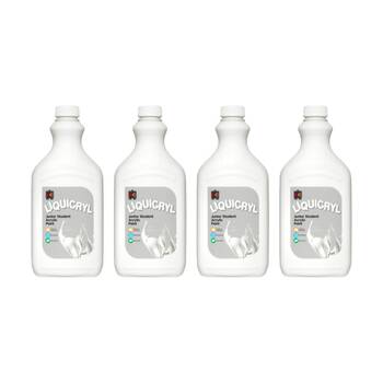 4PK Educational Colours Liquicryl Junior Student Acrylic Paint White 2L
