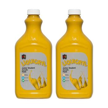 2PK Educational Colours Liquicryl Junior Student Acrylic Paint Yellow Ochre 2L