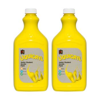2PK Educational Colours Liquicryl Junior Student Acrylic Paint Yellow 2L
