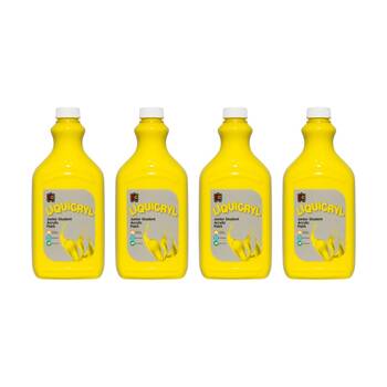 4PK Educational Colours Liquicryl Junior Student Acrylic Paint Yellow 2L