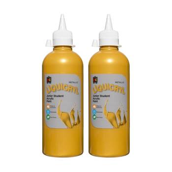 2PK Educational Colours Metallic Liquicryl Student Acrylic Paint Gold 500ml