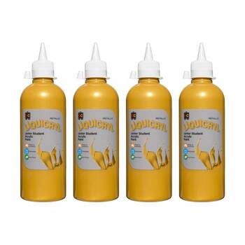 4PK Educational Colours Metallic Liquicryl Student Acrylic Paint Gold 500ml