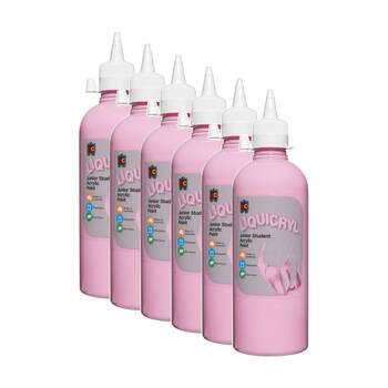 6PK Educational Colours Liquicryl Junior Student Acrylic Paint Pink 500ml