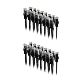 16PK Pro2 1M Black Cat6 Patch Lead Ethernet Cable RJ45 1 Metre Network