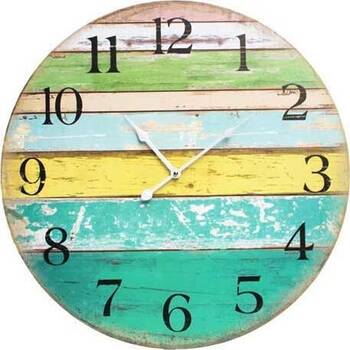 LVD Weathered Wood Coastal Coloured Board Home Decor Wall Clock 58x58x3cm
